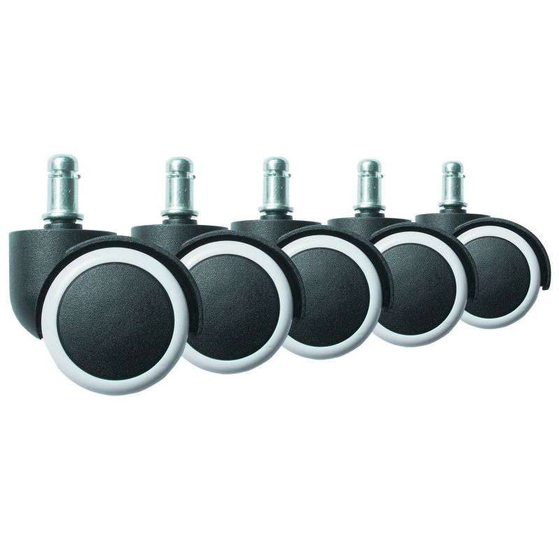 Kółka gumowe do fotela Sofotel krzesła obrotowego czarno-białe 5 szt.