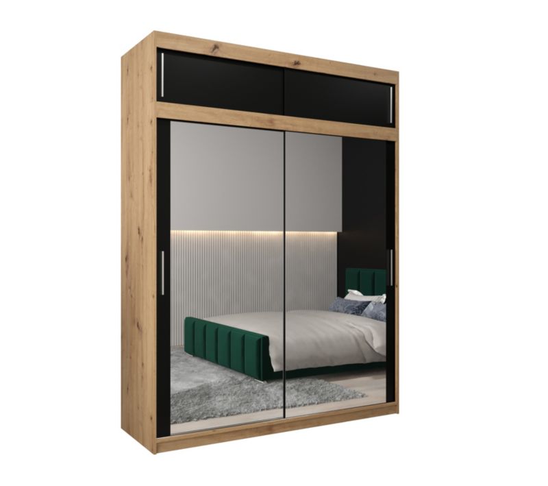 Szafa przesuwna Garderoba Abiks Tokyo 3 180 artisan + czarny z nadstawką 1 szt.