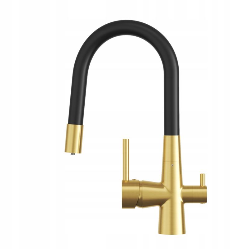 Bateria Kuchenna Trójdrożna Granitan Kran Do Filtra Wody Do Kuchni Fluo Złota 1 szt.