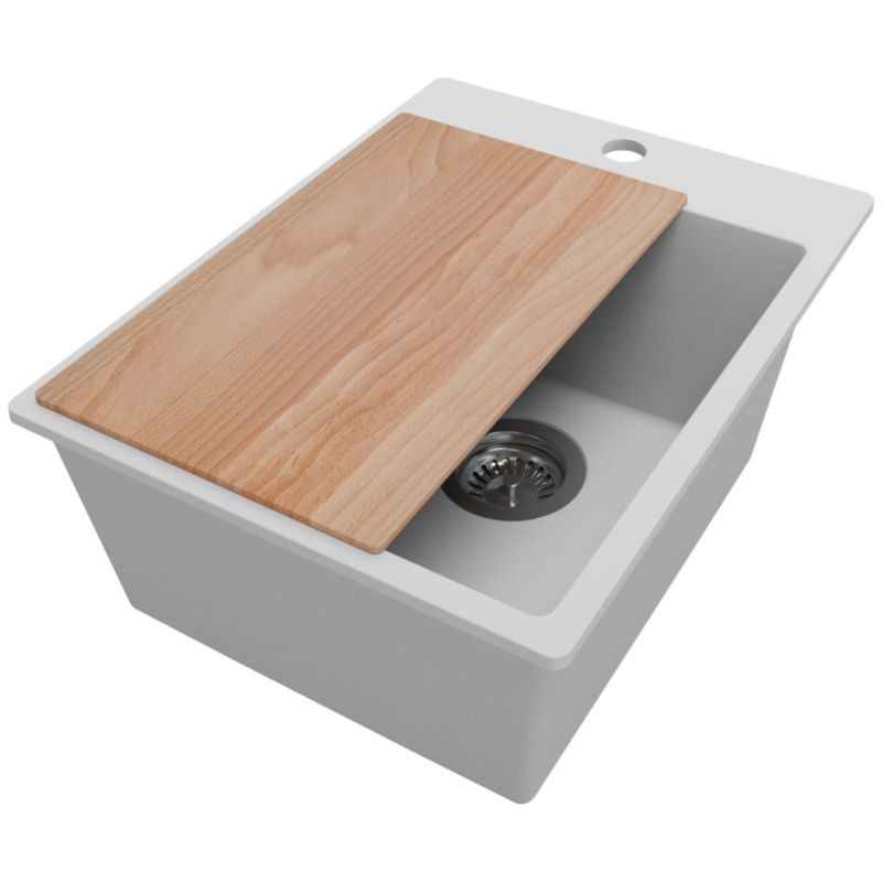 Zlewozmywak Ryga PRIMAGRAN Nablatowy 38x50cm do szafki od 40cm z Syfonem i Dodatkiem Szary 1 szt.