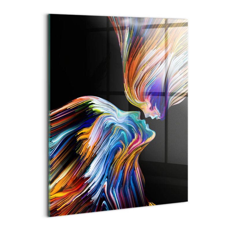 Obraz Szklany Wallfluent 60x80 cm Abstrakcja kolorowe ludzkie twarze 1 szt.