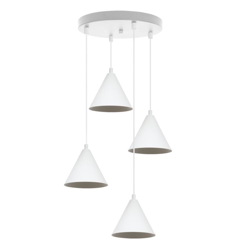 Lampa sufitowa wisząca Light Home LH Soho 4x E27 60W klosz 14cm biała 1szt.