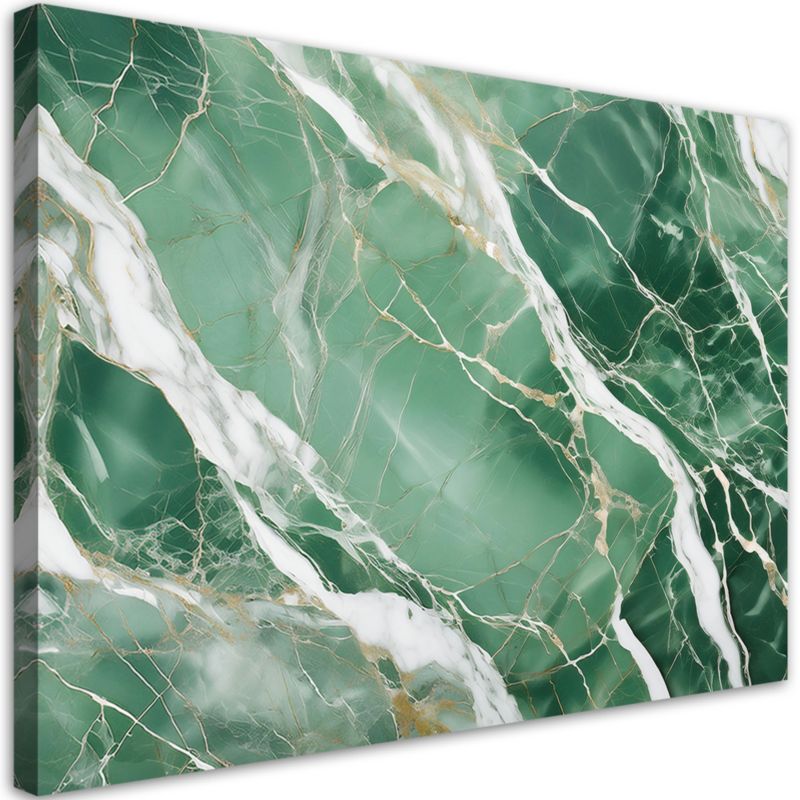 Obraz na płótnie Feeby Zielony Marmur ze Złotem Styl Glamour 120x80cm 1szt
