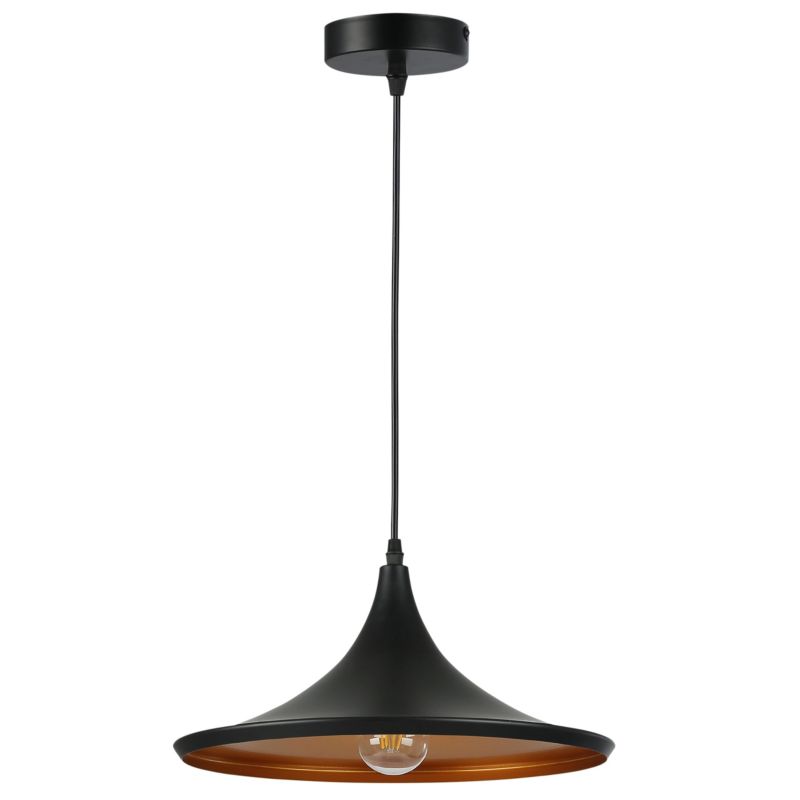 Lampa wisząca MasterLED Mezo LED E27 sufitowa loft stożek 100cm IP20 czarna + złoty 1 szt.