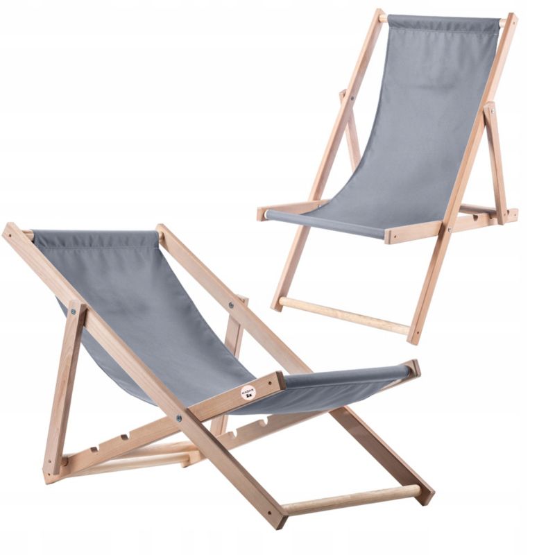 Leżak KADAX Drewniany Ogrodowy Plażowy Składany szary Leżaki 2x Polski Producent 1szt.