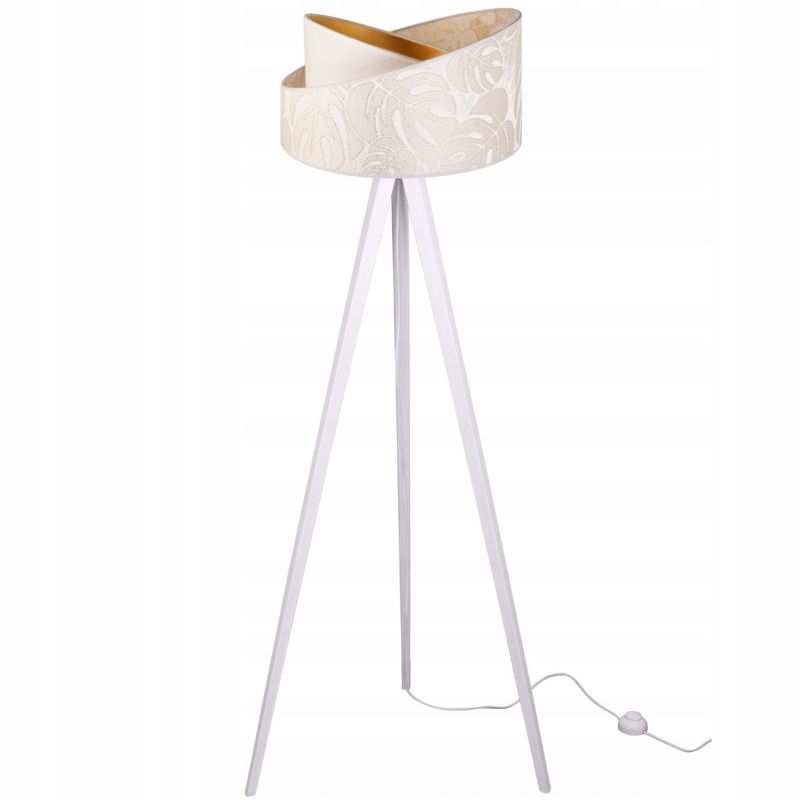 Lampa podłogowa trójnóg Light Home LH Werona Drewno 1x E27 60W ecru/biały 1szt.