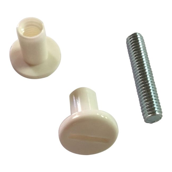 Nakrętki śrubowe z trzpieniem M6 x 28 mm 2 szt. białe