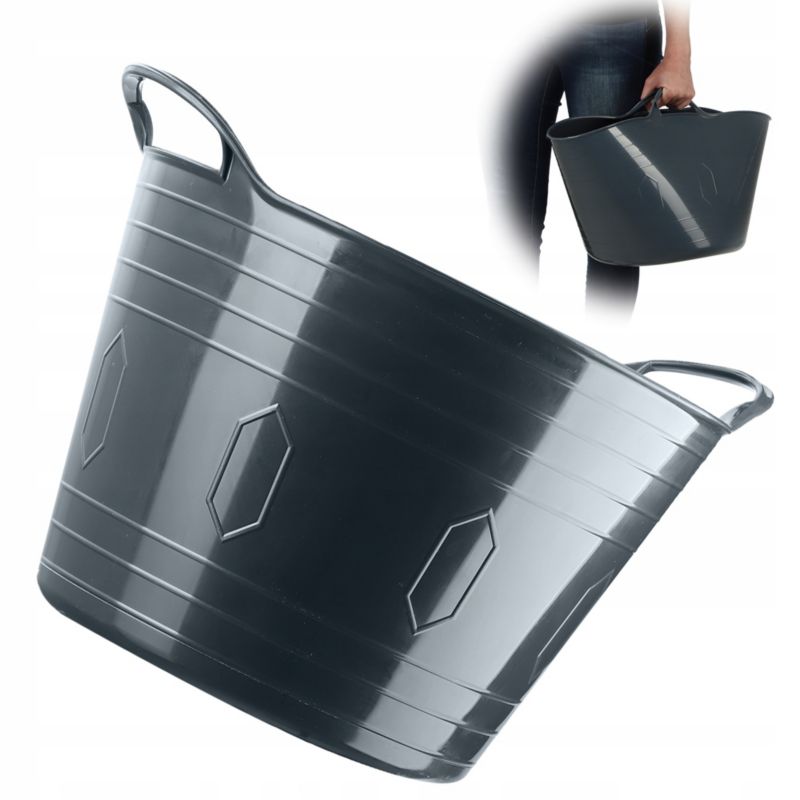 Kosz Na Pranie KADAX elastyczny Pojemnik Uniwersalny miednica 26L szary 1szt.