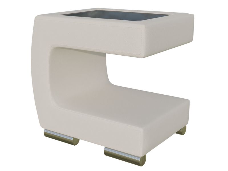 Tapicerowany stolik nocny MIRJAN 24 lewy chłodny beż + czarne szkło 1 szt.