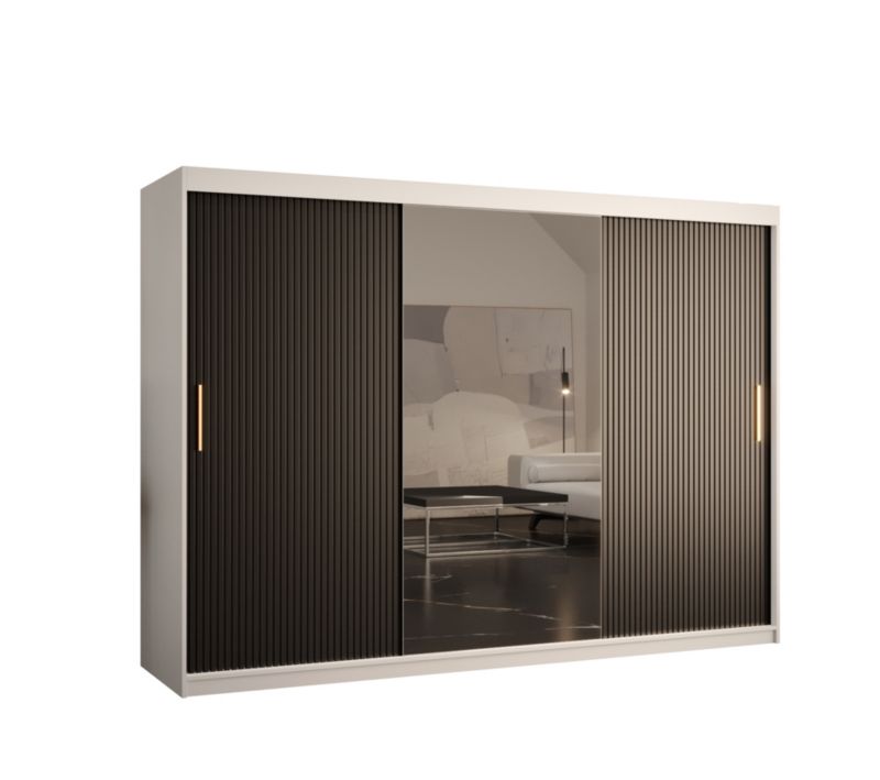 Szafa przesuwna Abiks RIFLO SLIM 2 250 biały mat + czarny mat 1 szt.