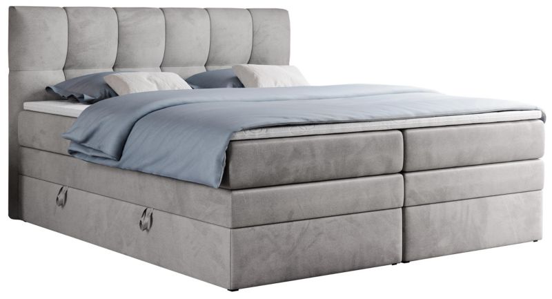 Łóżko kontynentalne MKS Meble ALVIN KING 140x200 H3 Jasnoszary welvet 1szt.