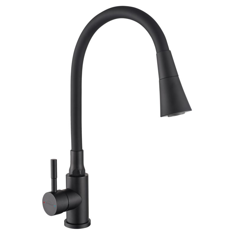 Bateria kuchenna zlewozmywakowa Invena z 2-funkcyjną, elastyczną wylewką Felis, czarny 1 szt.