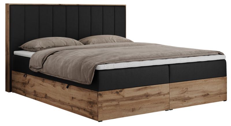 Łóżko kontynentalne MKS Meble BELLISSIMO 200x200 H3 czarny ekoskóra 1szt.