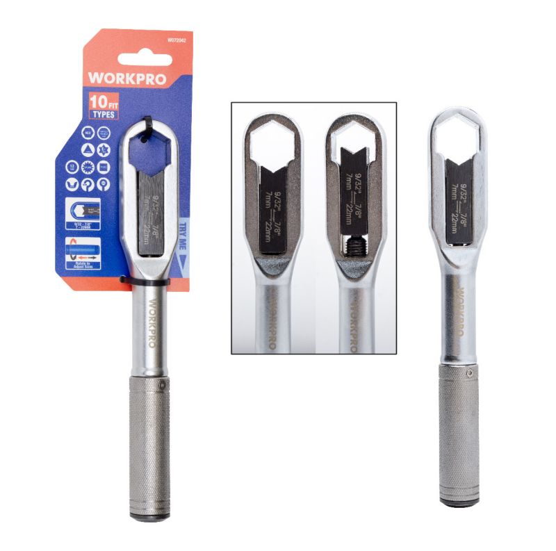 Klucz nastawny z regulacją w rękojeści WORKPRO Śruby calowe i metryczne 1 szt.