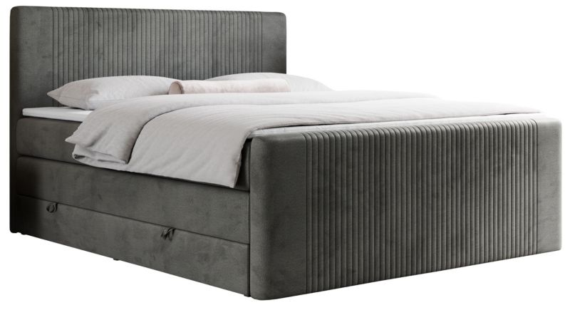 Łóżko kontynentalne MKS Meble KING DOREN 180x200 H3 ciemnoszary welwet 1szt.