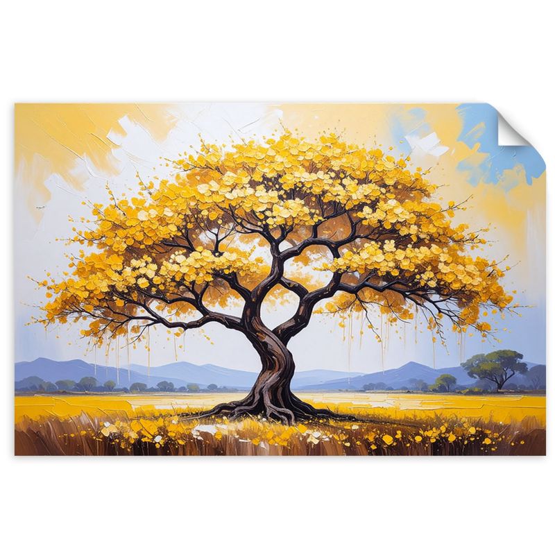 Naklejka na ścianę Feeby 3D Złote Kwitnące Drzewo Życia 90x60cm 1szt