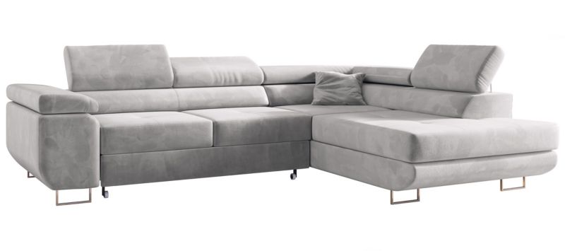 Narożnik MKS Meble GUSTAW L strona prawa Jasnoszary welvet 1szt.