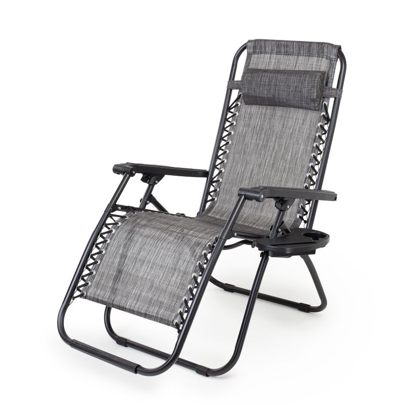 Leżak ogrodowy Be-active.pl Zero Gravity składany szary grafitowy 1szt.