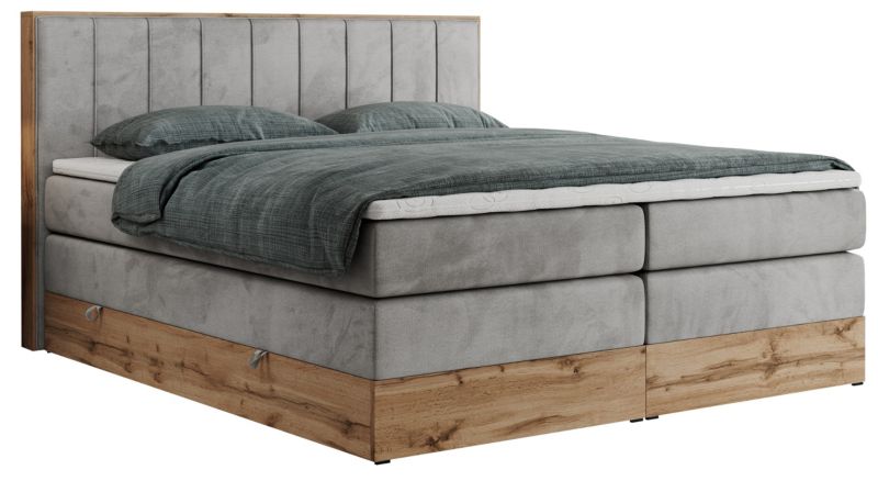 Łóżko kontynentalne MKS Meble BELLISSIMO KING 160x200 H4 jasnoszary welwet 1szt.