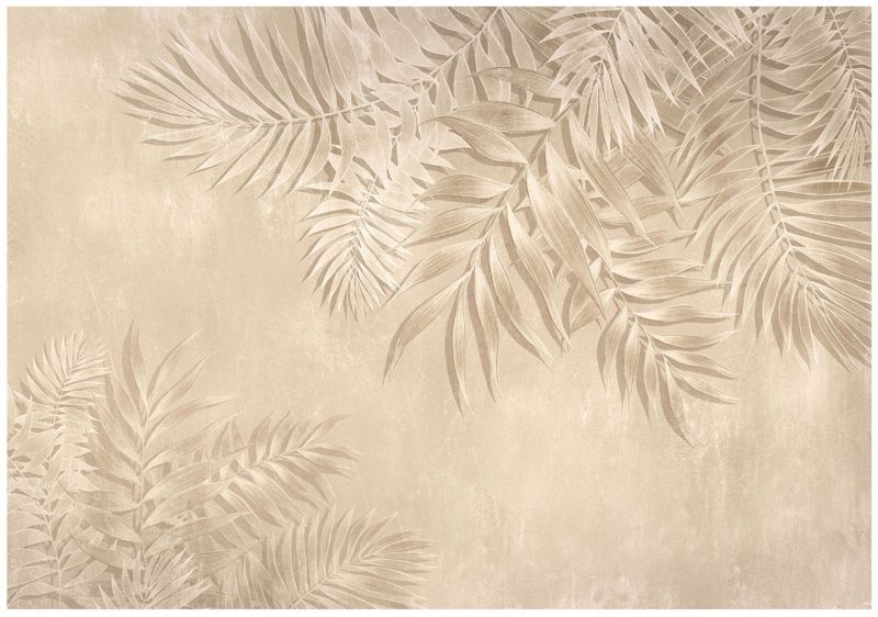 Fototapeta WALLARENA Do Sypialni Salonu Winylowa Liście Abstrakcja Beton Beżowy 368x254 cm 16106W8 1 szt.