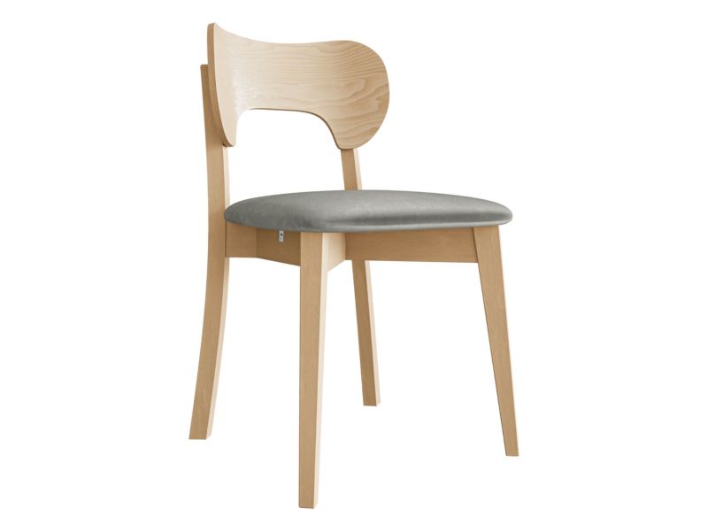 Krzesło MIRJAN 24 tapicerowane KT64 buk/aksamit platynowy szary 1 szt.