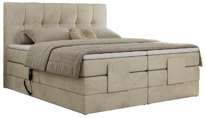 Łóżko kontynentalne MKS Meble VITTORIA 160x200 H3 Beżowy welvet 1szt