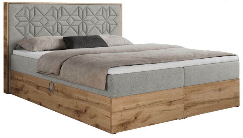 Łóżko kontynentalne MKS Meble NESSI 180x200 H4 Jasnoszary struktura 1szt