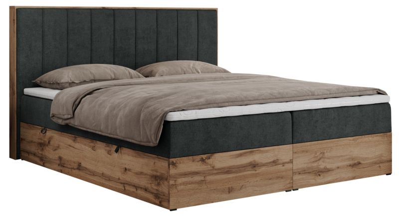 Łóżko kontynentalne MKS Meble BELLISSIMO 140x200 H3 ciemnoszary struktura 1szt.