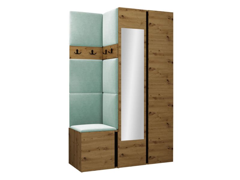 Garderoba MIRJAN 24 Orion XXVI dąb artisan/czarny + miętowy 1 kpl.