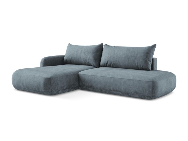 Narożnik lewostronny z funkcją spania LaMiaSofa Amalfi z tkaniny szenilowej 300x190 cm jeans 1 szt.