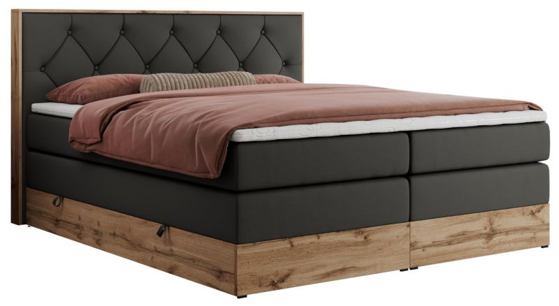 Łóżko kontynentalne MKS Meble VENETO KING 200x200 H3 ciemnoszary ekoskóra 1szt.