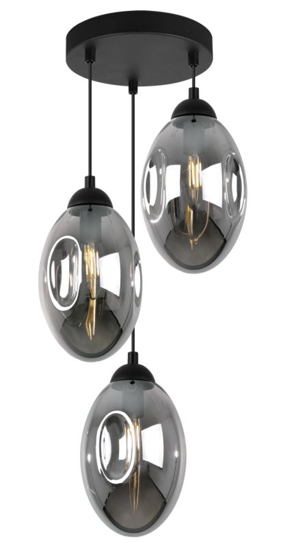 Lampa sufitowa wisząca Light Home LH Vigo 3x E14 60W okrągły 19cm czarny 1szt.