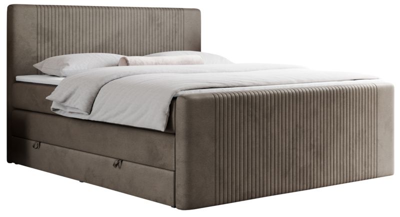 Łóżko kontynentalne MKS Meble KING DOREN 140x200 H3 brązowy welwet 1szt.