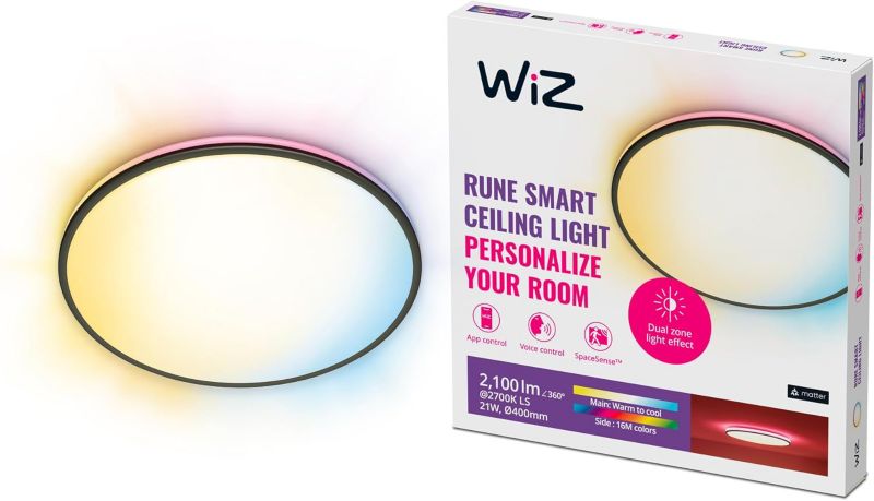 Plafon LED WiZ Lampa Sufitowa Natynkowa 21W 2100lm 2700-6500K RGB TW 40cm Inteligentna Smart WiFi Bluetooth Aplikacja 1 szt.