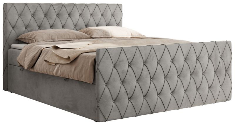 Łóżko kontynentalne MKS Meble MIREN DUO 120x200 H3 Jasnoszary welvet 1szt.