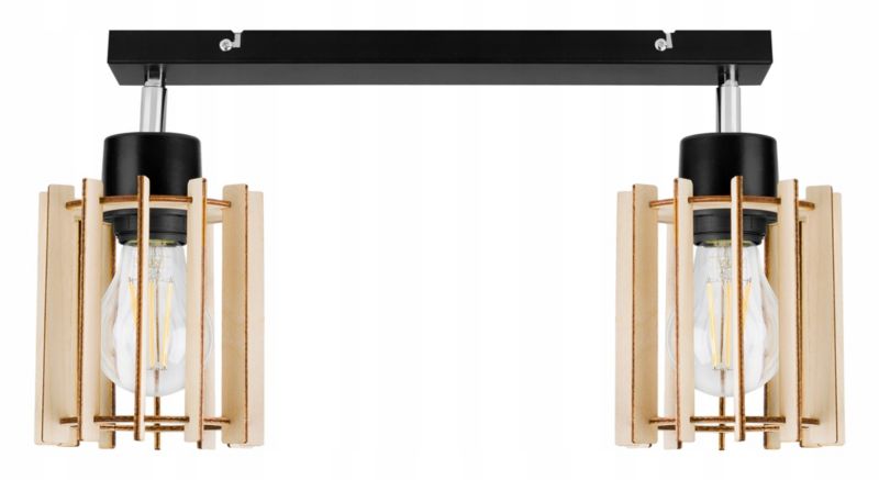 Lampa sufitowa wisząca Light Home LH Timber drewno 2x E27 60W czarny 1szt.