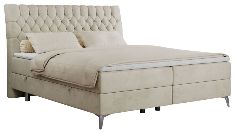 Łóżko kontynentalne MKS Meble MILEN 200x200 H4 beżowy welwet 1szt.