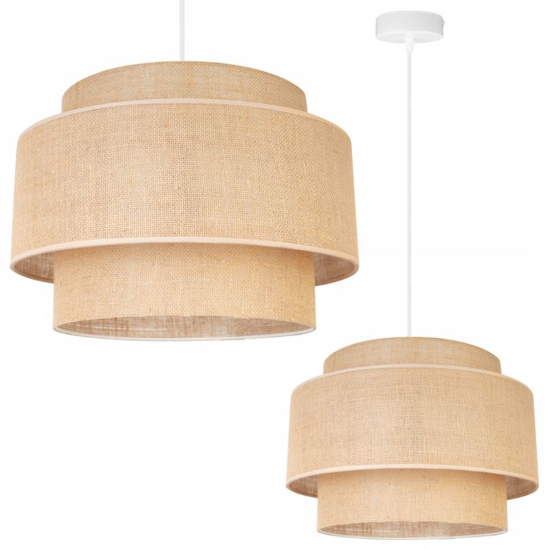 Lampa sufitowa wisząca Light Home LH Boho 1x E27 60W klosz 40cm beżowy/biały 1szt.