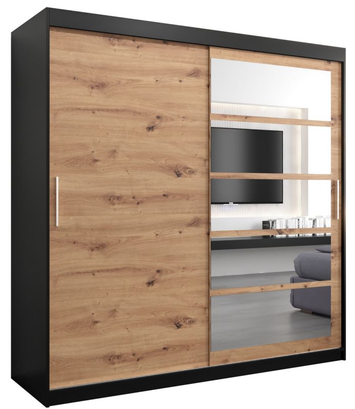 Szafa przesuwna Abiks ROMA 1 200 czarny mat + artisan 1 szt.