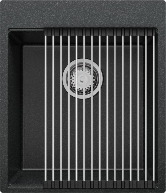 Zlewozmywak Oslo PRIMAGRAN Nablatowy 43x50cm do szafki od 45cm z Syfonem i Dodatkiem Grafitowy 1 szt.