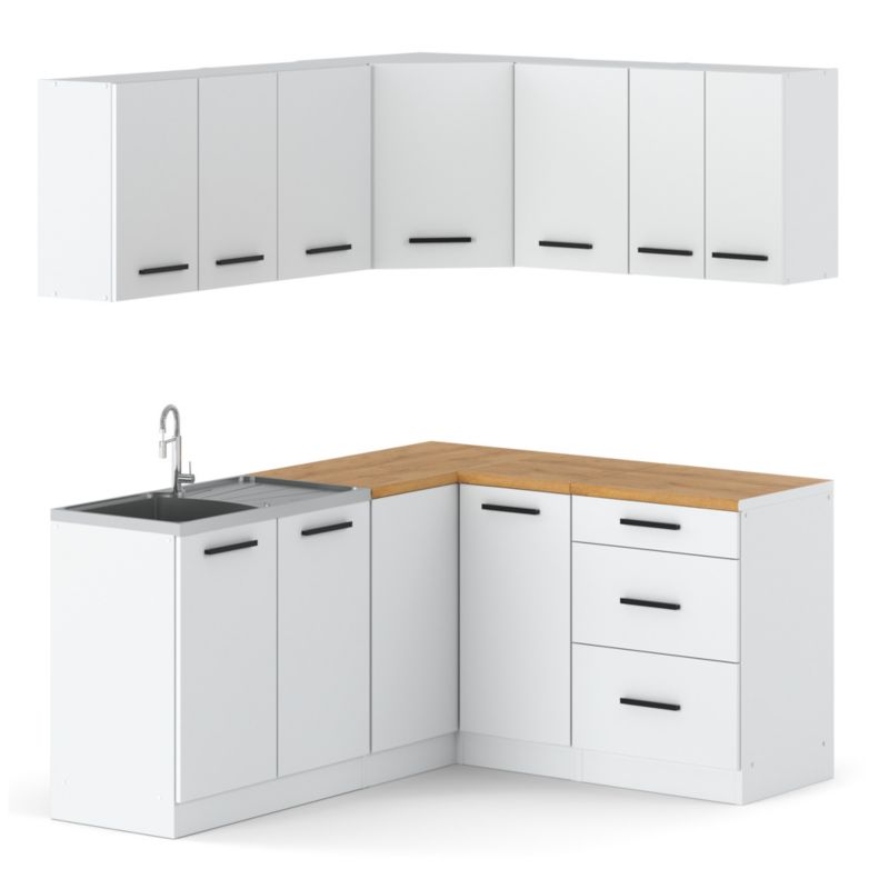 Zestaw Kuchenny Hurtownia-Mebli Z Blatem Kuchnia narożna Diana 320cm Biały Mat Biały Mat 320x47x145 cm 1szt.