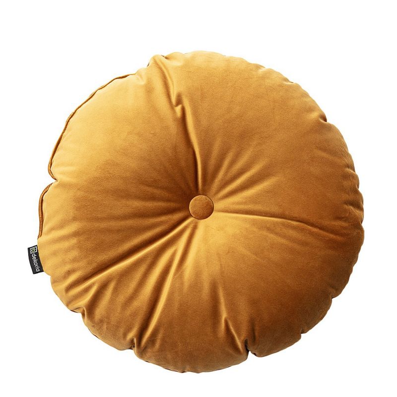 Poduszka okrągła z guzikiem Dekoria Velvet śr. 37 cm miodowy 1 szt.