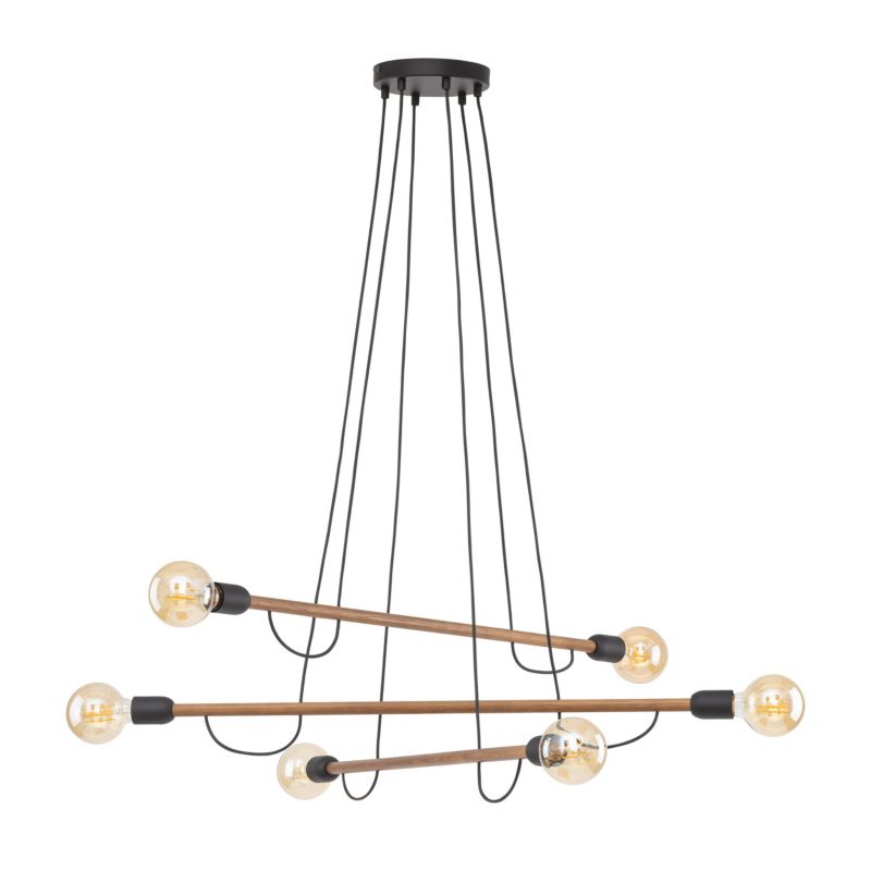 Lampa Wisząca Tk-Lighting Helix Wood Orzech 6 - 1szt.