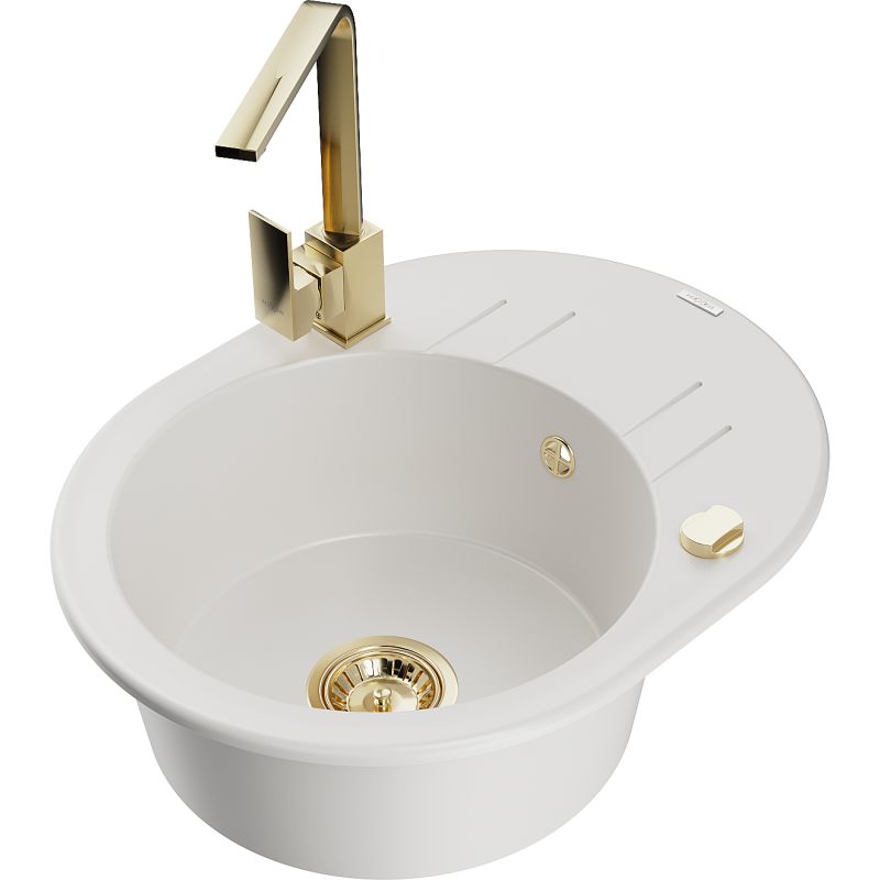 Zlewozmywak granitowy 1-komorowy Mexen Kevin z ociekaczem i baterią kuchenną Rita czarny - 6517-77-670300-70 1 szt.