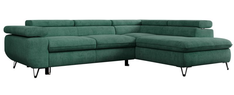 Narożnik MKS Meble PEDRO L strona prawa ciemnozielony struktura 1szt.