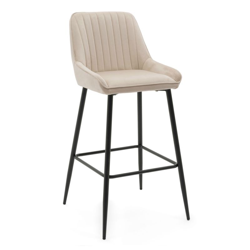 Hoker barowy tapicerowany New Home PASSO beżowy welurowy pikowany 1 szt.