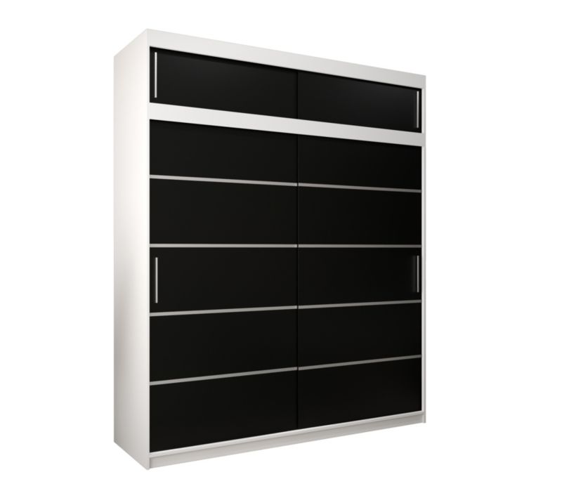 Szafa przesuwna Abiks Verona 1 200 biały + czarny z nadstawką 1 szt.