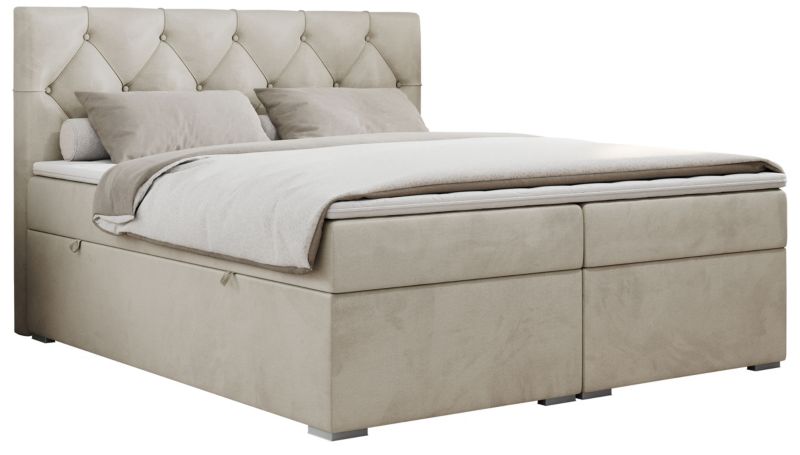 Łóżko kontynentalne MKS Meble ALDA 180x200 H3 beżowy welwet 1szt.