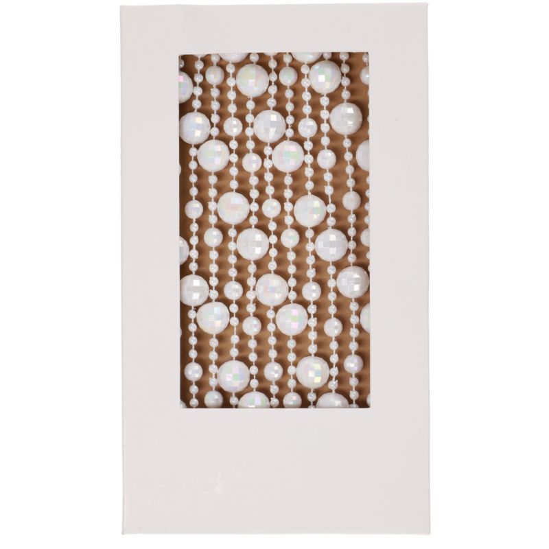 Korale z kulami Disco białe efekt opal