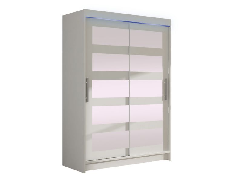 Szafa MIRJAN 24 z drzwiami przesuwnymi Miami IV z oświetleniem RGB biały/lustro 1 szt.